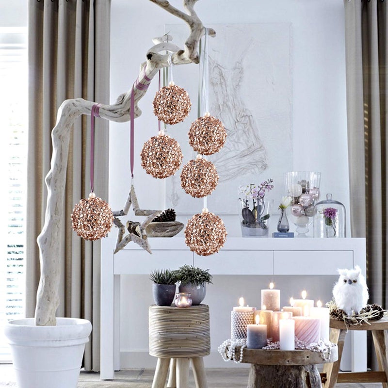 ZHANYIGY 4.25" Christmas Ball Ornaments 4pc Set Shatterproof Christmas Decorations Tree Balls for Xmas Trees Wedding Party Holiday Decorations Tabletop Small Trees Decoration (Champagne) - Image 4